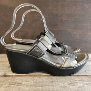 Naot Sandals Slip On Wedges Size EU 39 US 8 Silver Pewter Women's